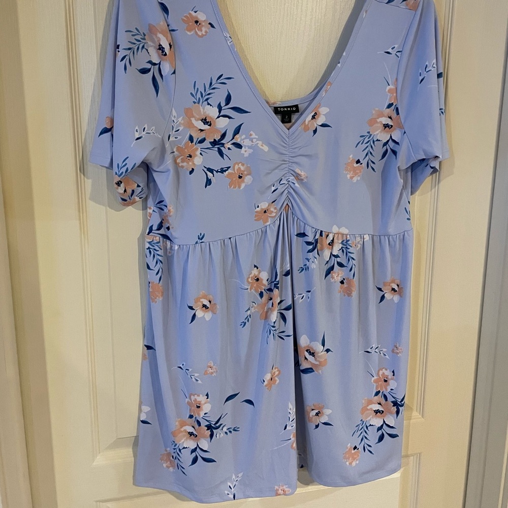 Like NEW! Blue Floral Torrid Top